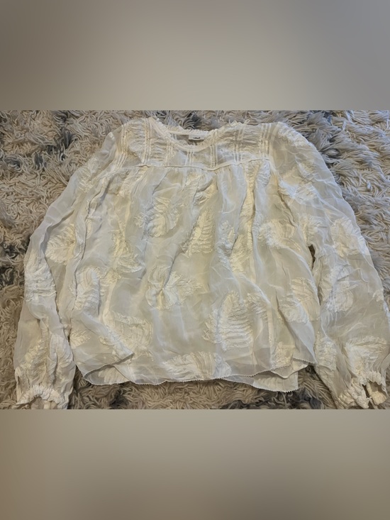 Wilfred Tops - Wilfred Aritzia tonal leaf Cream Textured Silk-Look Intimate Top Xsmall long